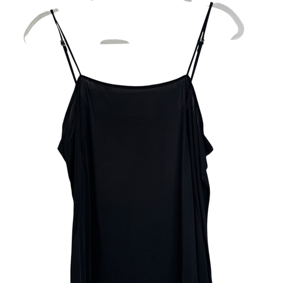 AKRIS PUNTO US 12 Black Vegan Silk Slip Dress Viscose Square Neck LBD Basic Mod - Picture 5 of 13